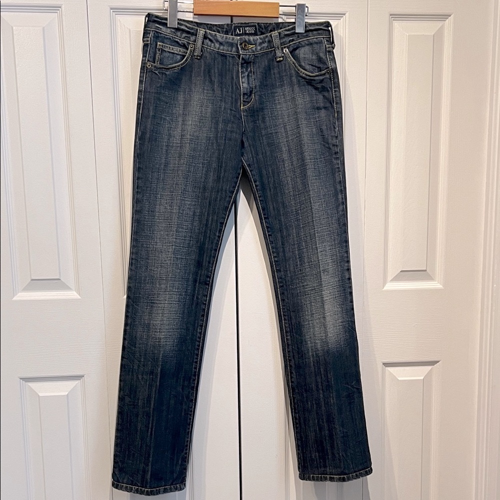 Armani Medium Wash Blue Mid Rise Straight Leg Jeans Size‎ 28